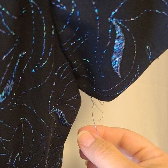 Carol Brent Vintage Union Made Sparkly Embroidered Print Retro Cocktail Dress M - Picture 15 of 16